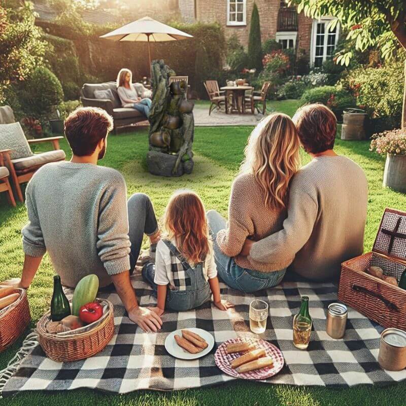 Dekorační fontána v kamenném a elegantním stylu